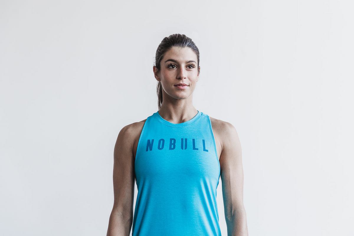 Nobull High-Neck Neon Women's Tank Tops Blue | Australia (LZ7320)